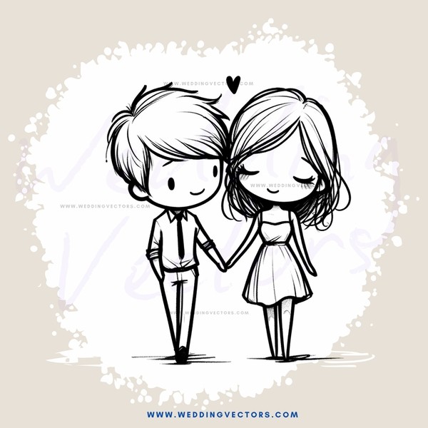 cartoon boy and girl hugging