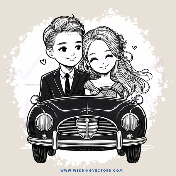 couple in car with love