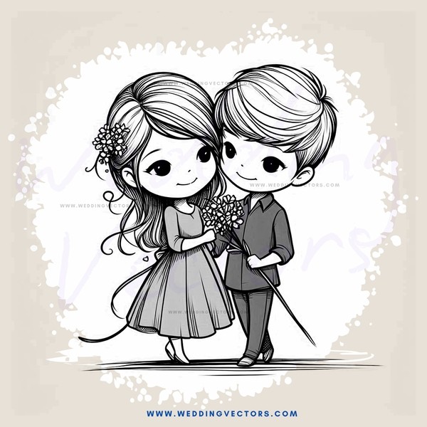 a couple in wedding attire holding each other