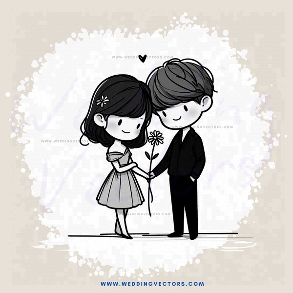 couple hugging and holding flowers