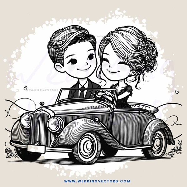 an old fashioned picture of two people on top of an antique car