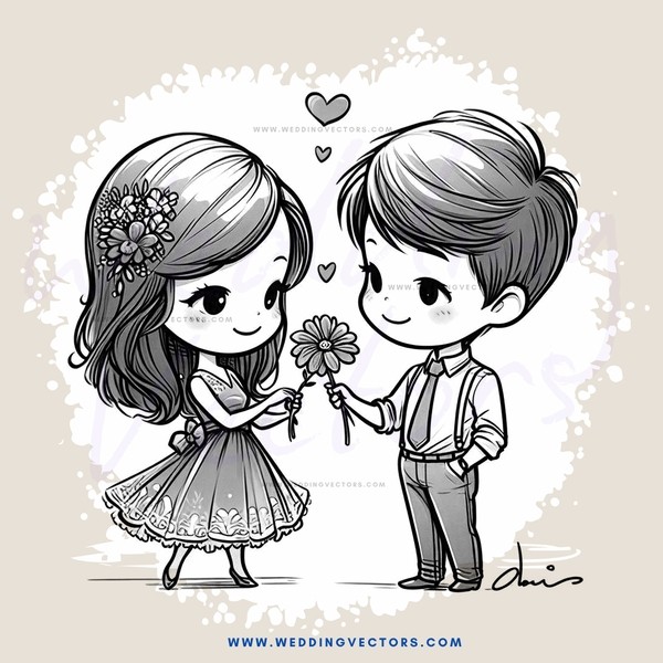boy and girl holding flower petals