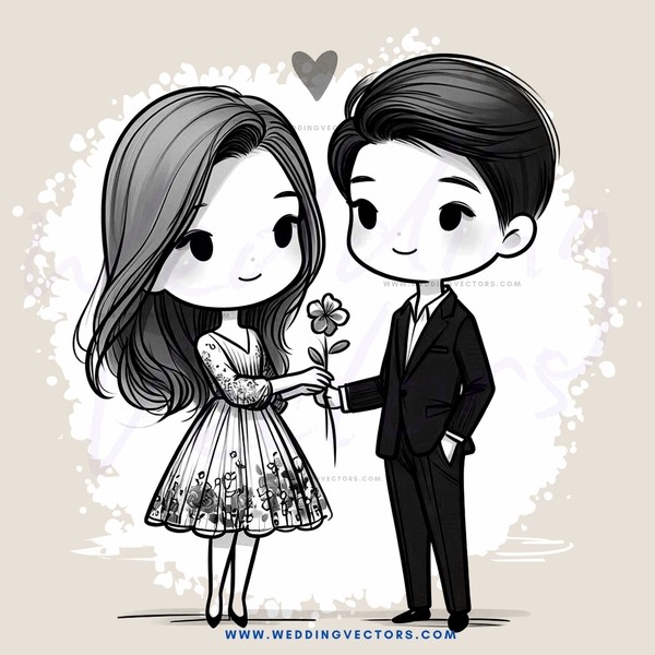 a boy and girl holding flowers together