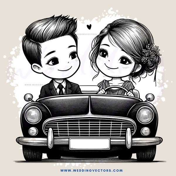a couple sitting in an old car
