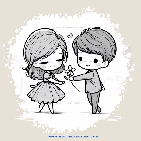 boy and girl holding flower