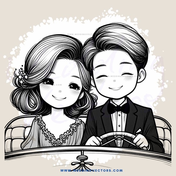 a carriage with couple driving