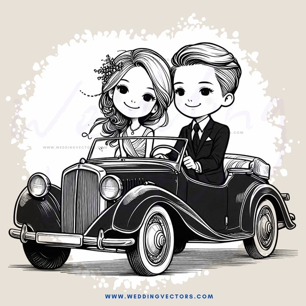 couple in vintage car