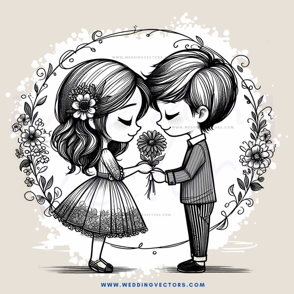 love story in cartoon style