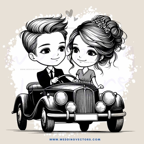 lovers in antique car