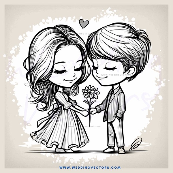 a girl and boy holding flowers together