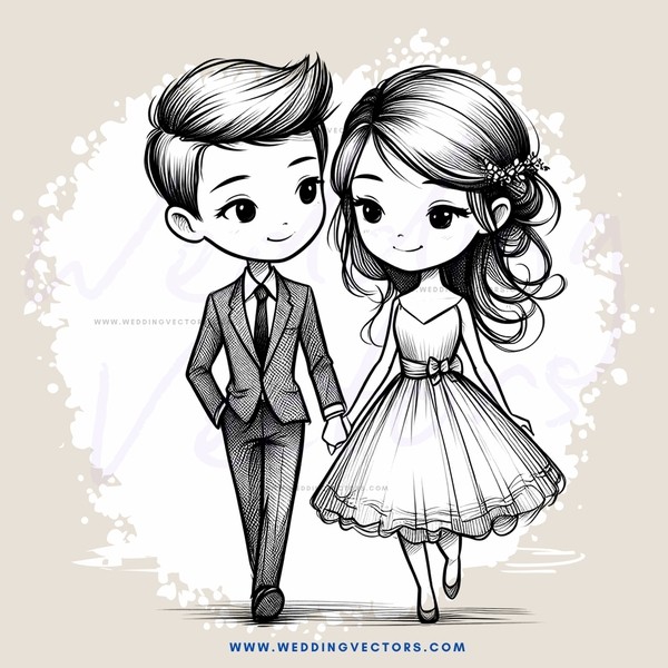 a couple in black and white sketch