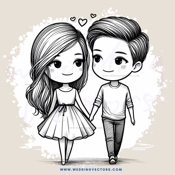 a boy and girl holding hands