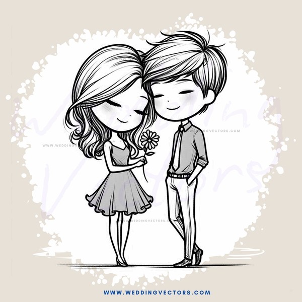 a couple holding flowers and gazing at each other