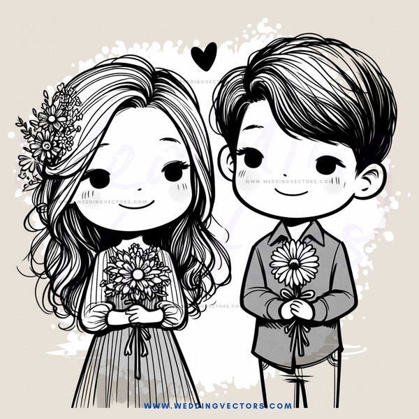 two people holding flowers and smiling
