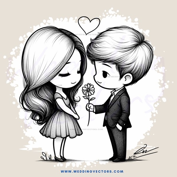 boy and girl with flowers on their hands