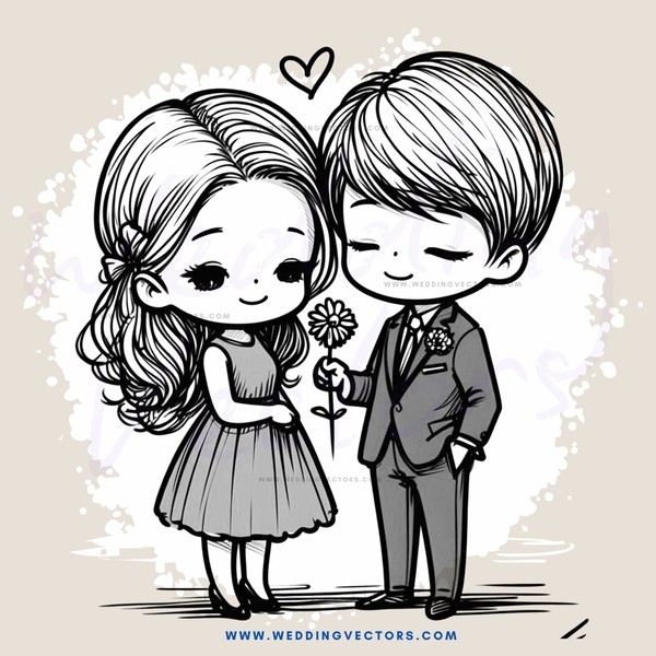 an illustration featuring two people holding flowers