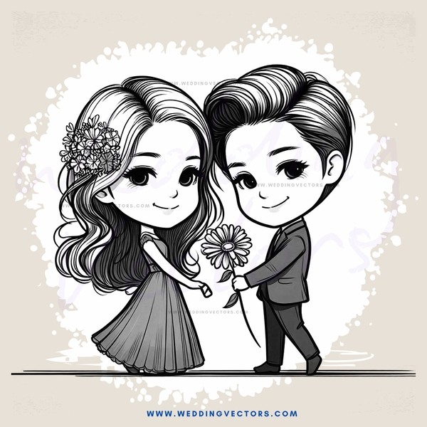 a couple holding flowers
