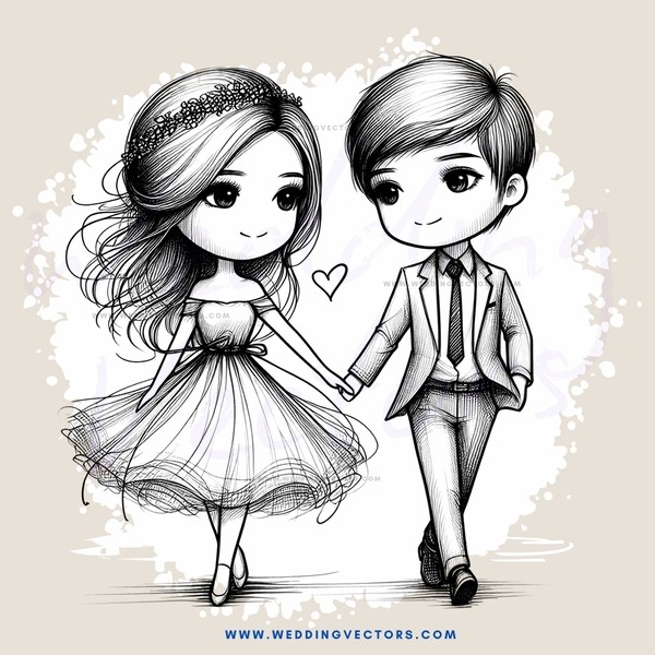 two people walking together with an "i love you" heart