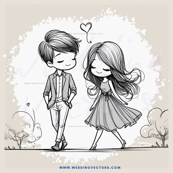 a boy and girl standing in front of trees