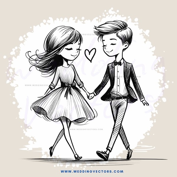 a boy and girl holding hands