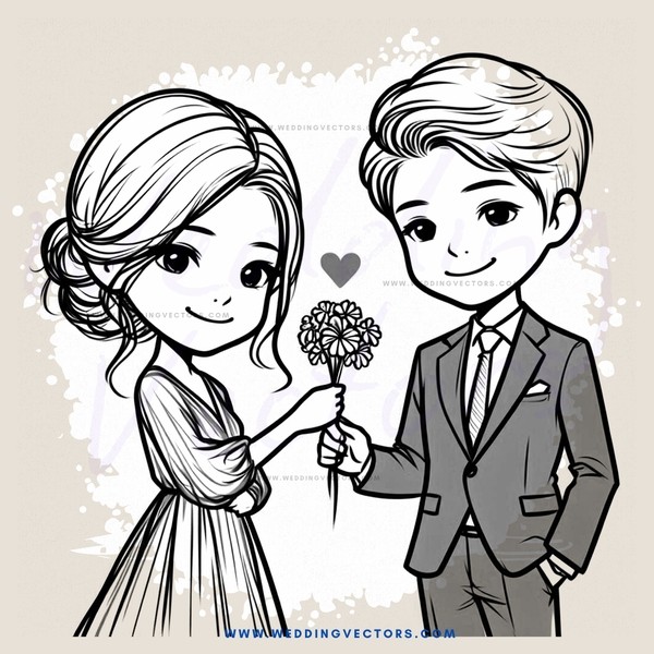 a couple holding hands and a flower
