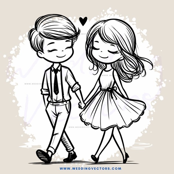 a boy and girl holding hands