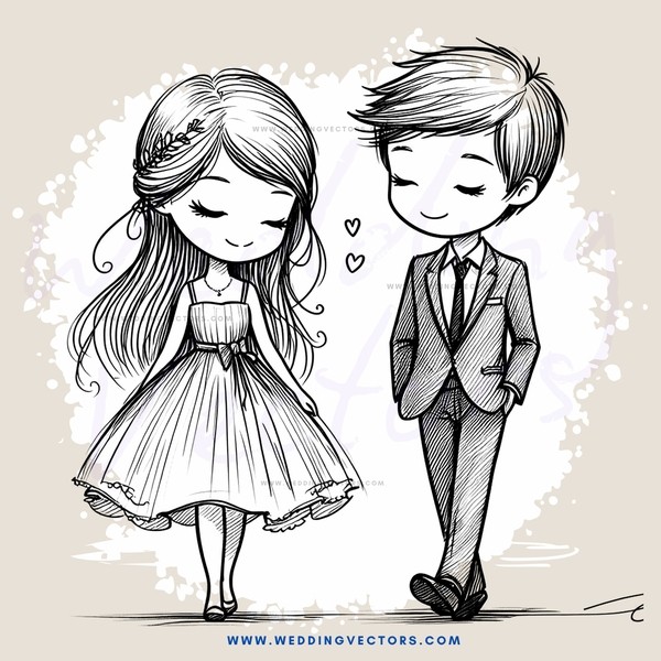 a boy and girl are walking away from each other