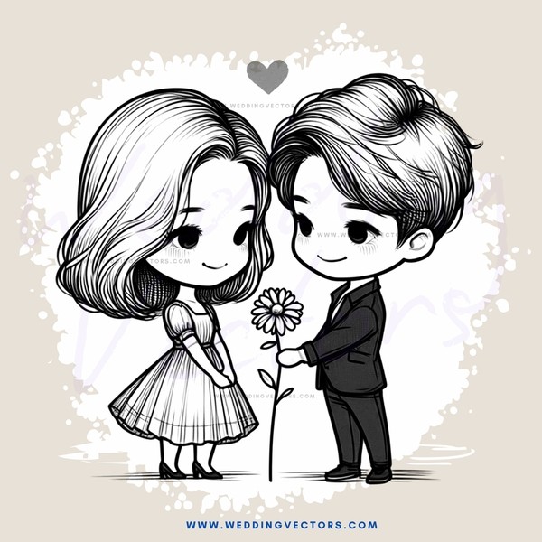 couple's pose with flowers and shower cloud design