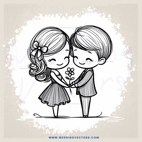 two kids holding hands and flower