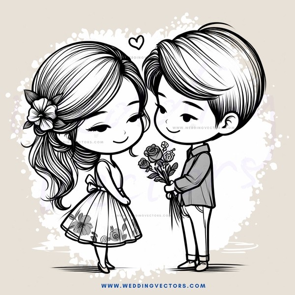 couple hugging with flowers
