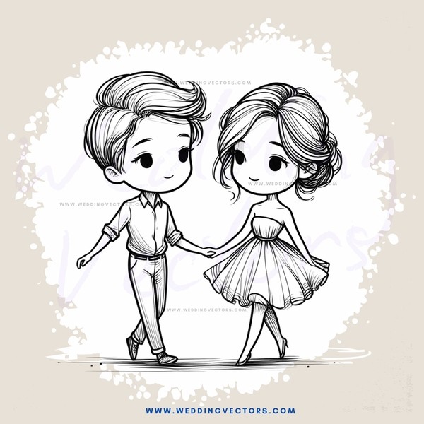 a cartoon couple dancing together