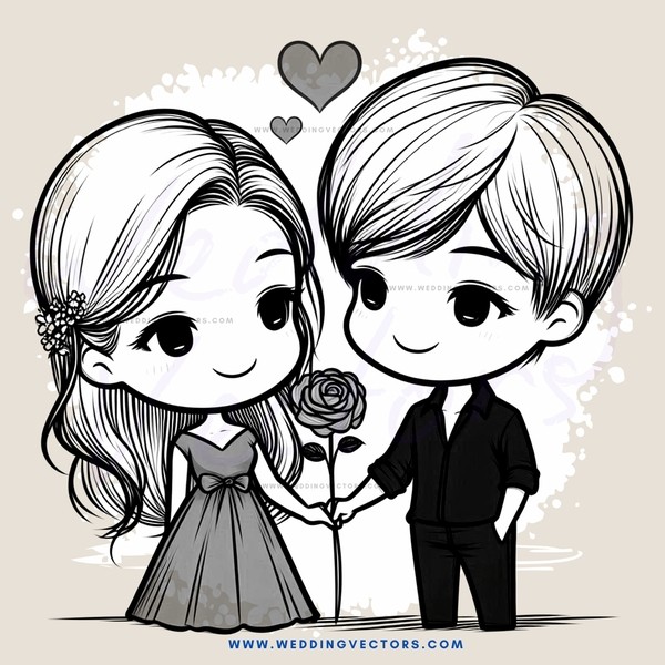 a couple with hearts above them