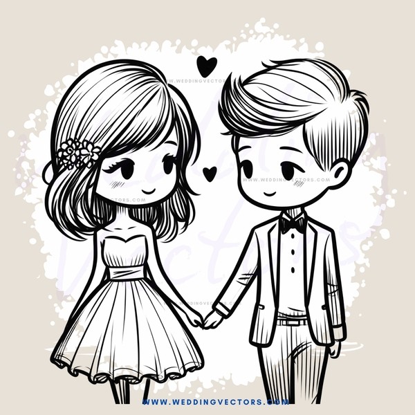 boy and girl holding hands with smiles on their face