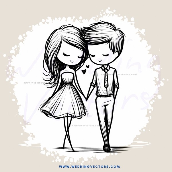two people in wedding attire with hearts drawn on their bodies