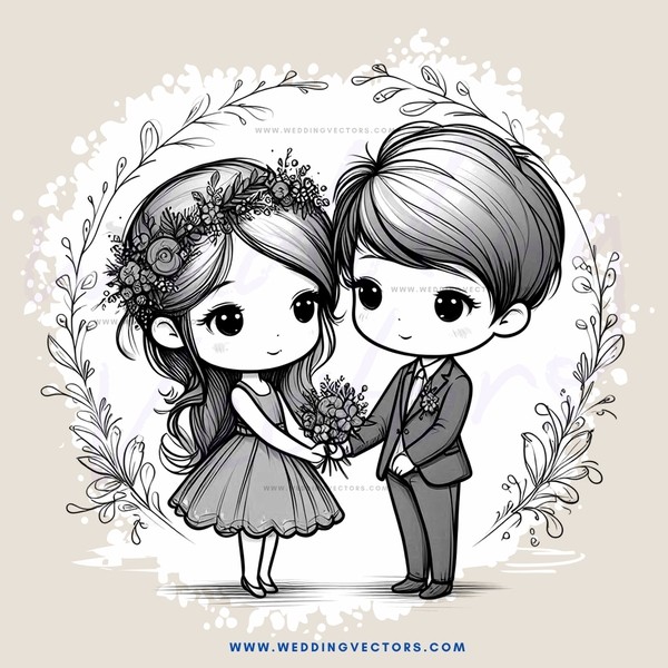 a young couple holding flowers
