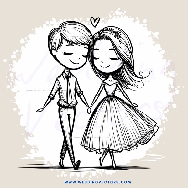 boy and girl hold hands with smiles on their faces