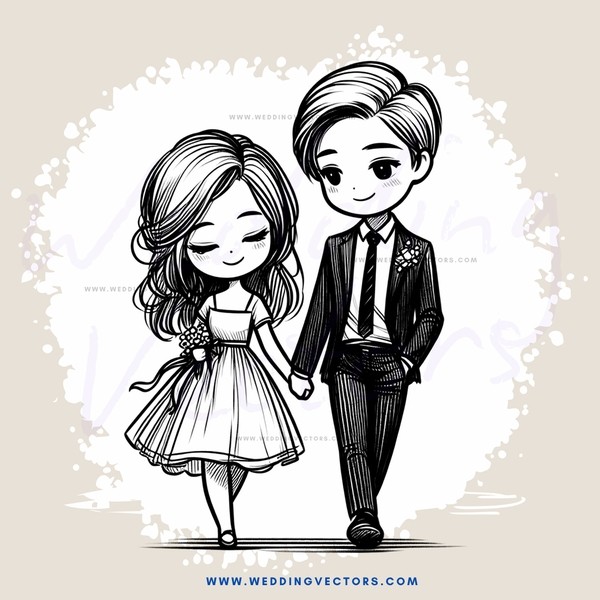a boy and girl in wedding attire