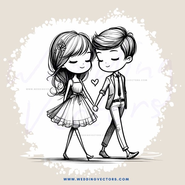 a boy and girl walking together, holding hands