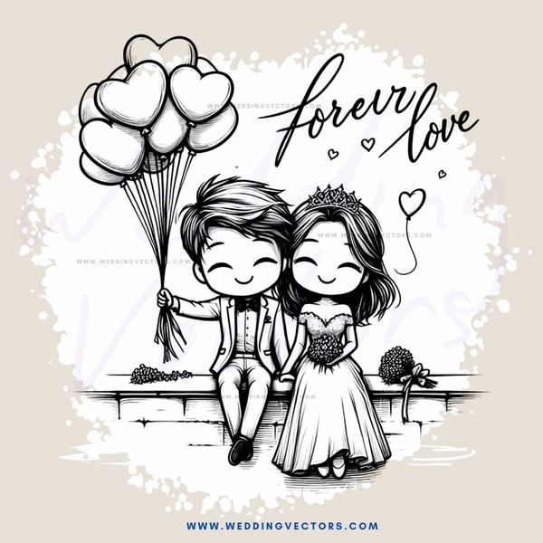 a couple sitting next to each other with balloons