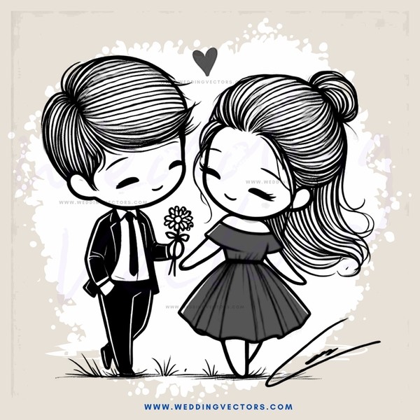 a man and woman holding hands and flowers