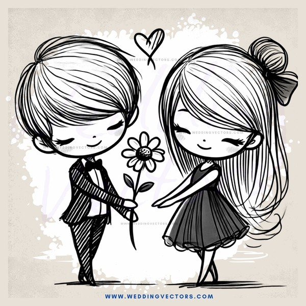 two children holding a flower and looking at each other