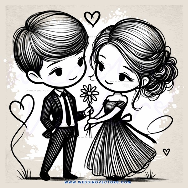 boy and girl holding flower together
