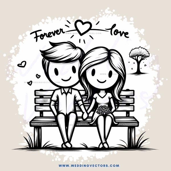 couple sitting on bench, forever love