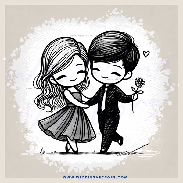 a young couple in black and white