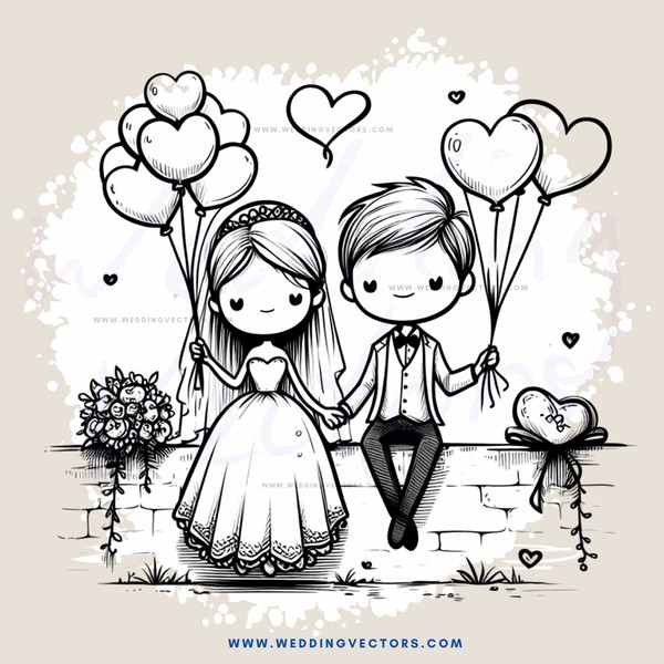 wedding bride and groom holding hearts