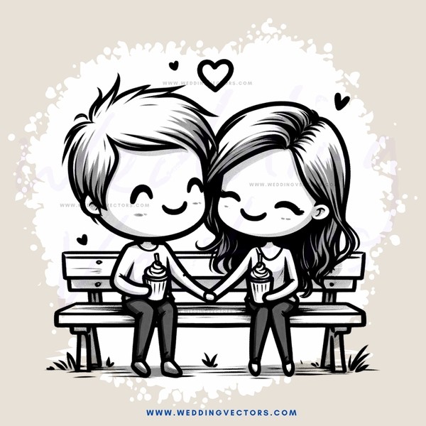 a boy and girl sitting together on a bench with ice cream