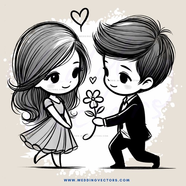 boy and girl holding flowers