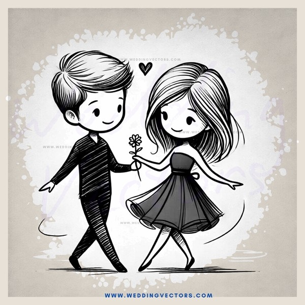 a boy and girl dancing with flowers