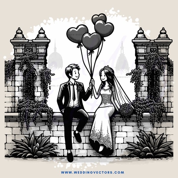 a couple shares a kiss with heart balloons