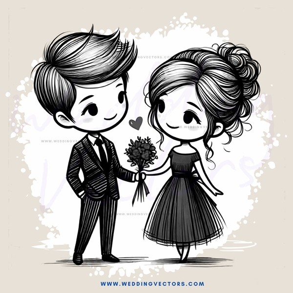 a couple in black and white